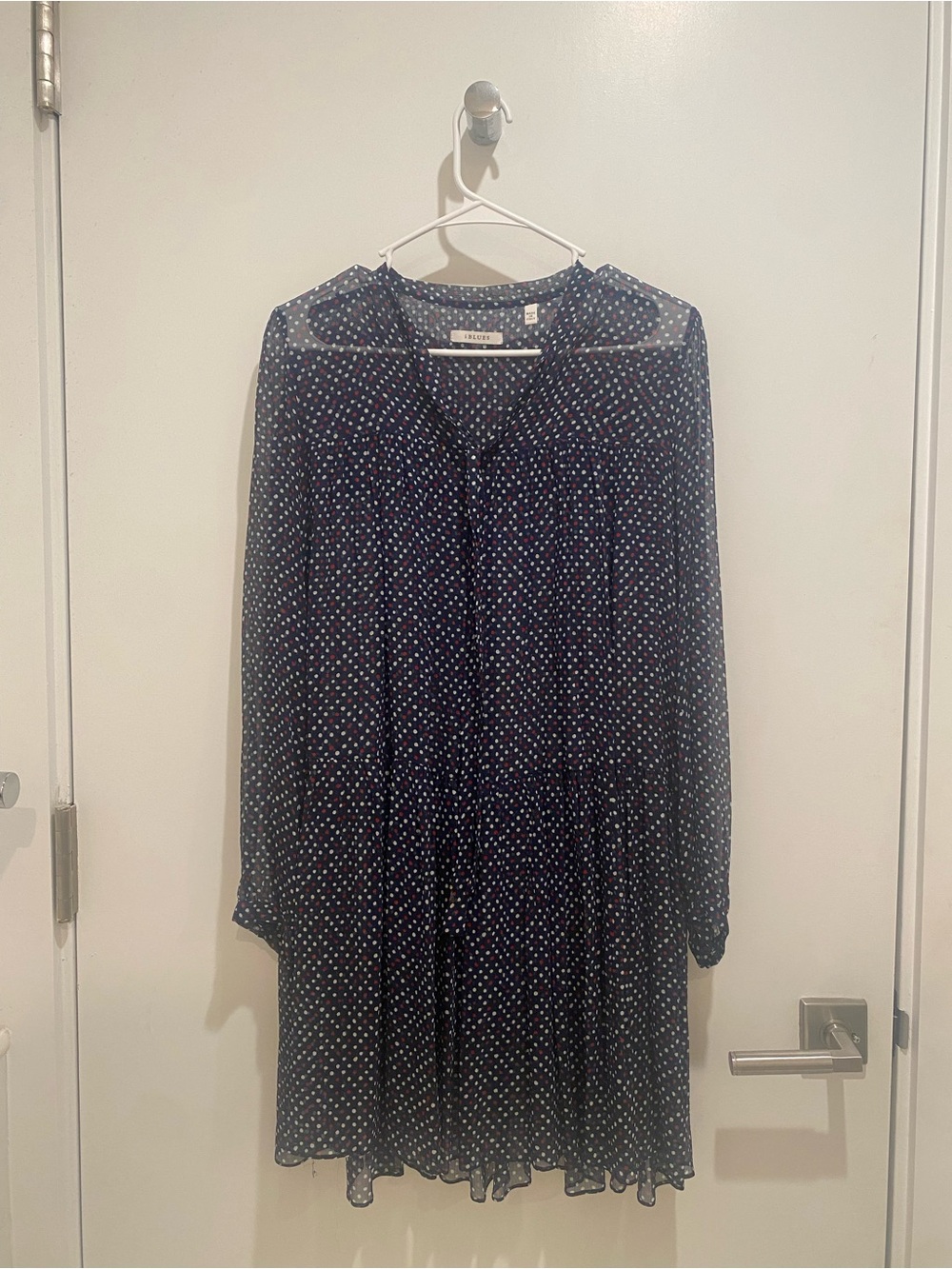 IBlues Navy Polka Dot Long-Sleeve Women’s Dress
